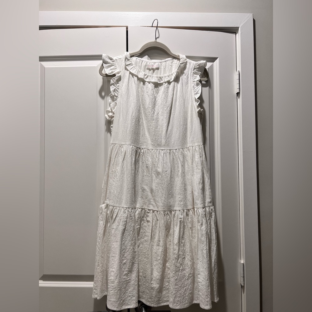 White linen midi dress
